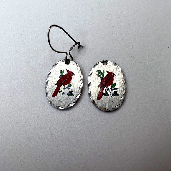 Red robin Genuine pewter earrings - Picture 1 of 2